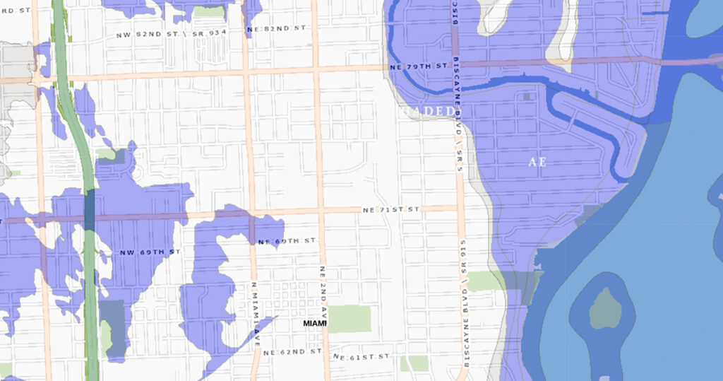 Flood zone map for Miami's Little River neighborhood